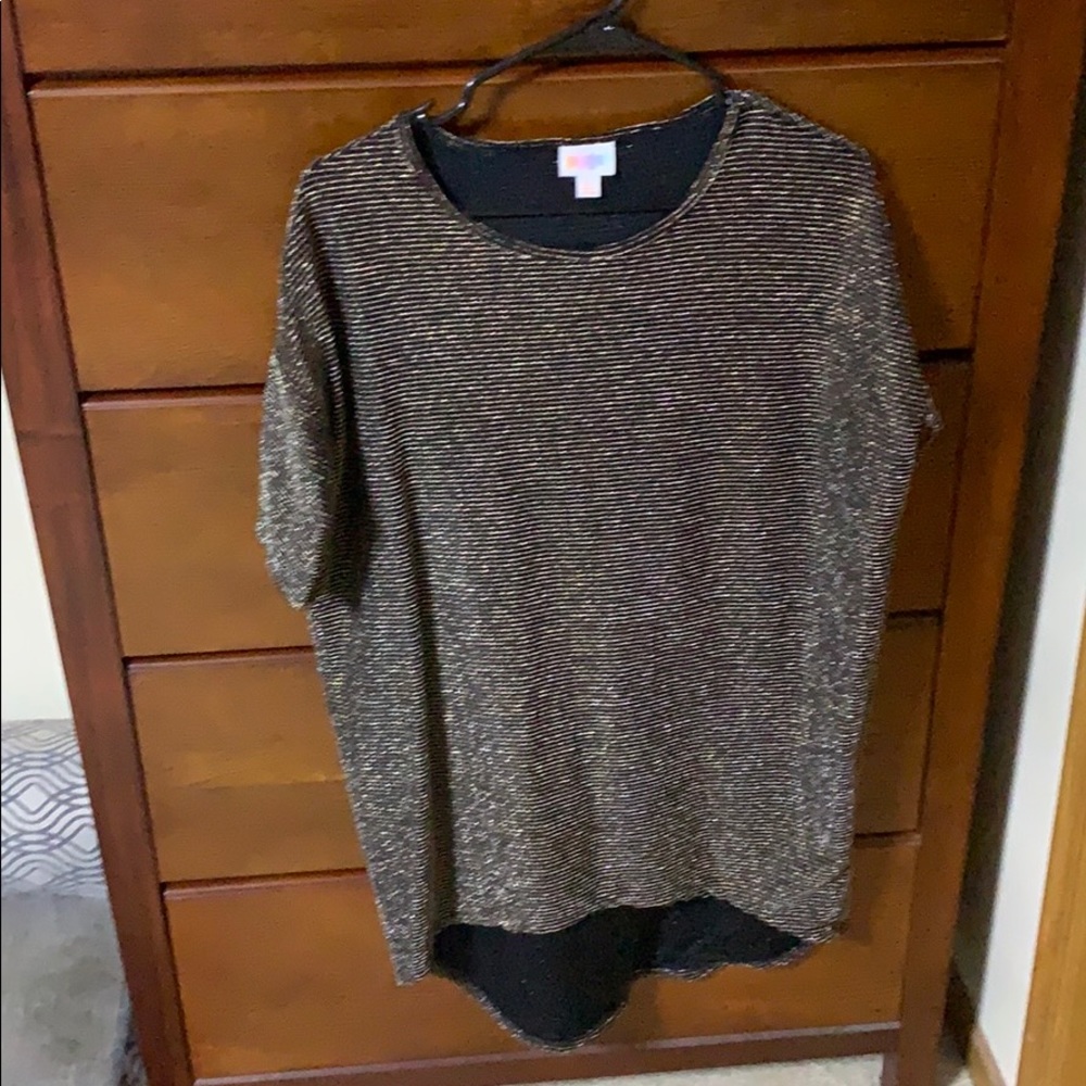 Lularoe ELEGANT Irma black gold stripe lurex XS